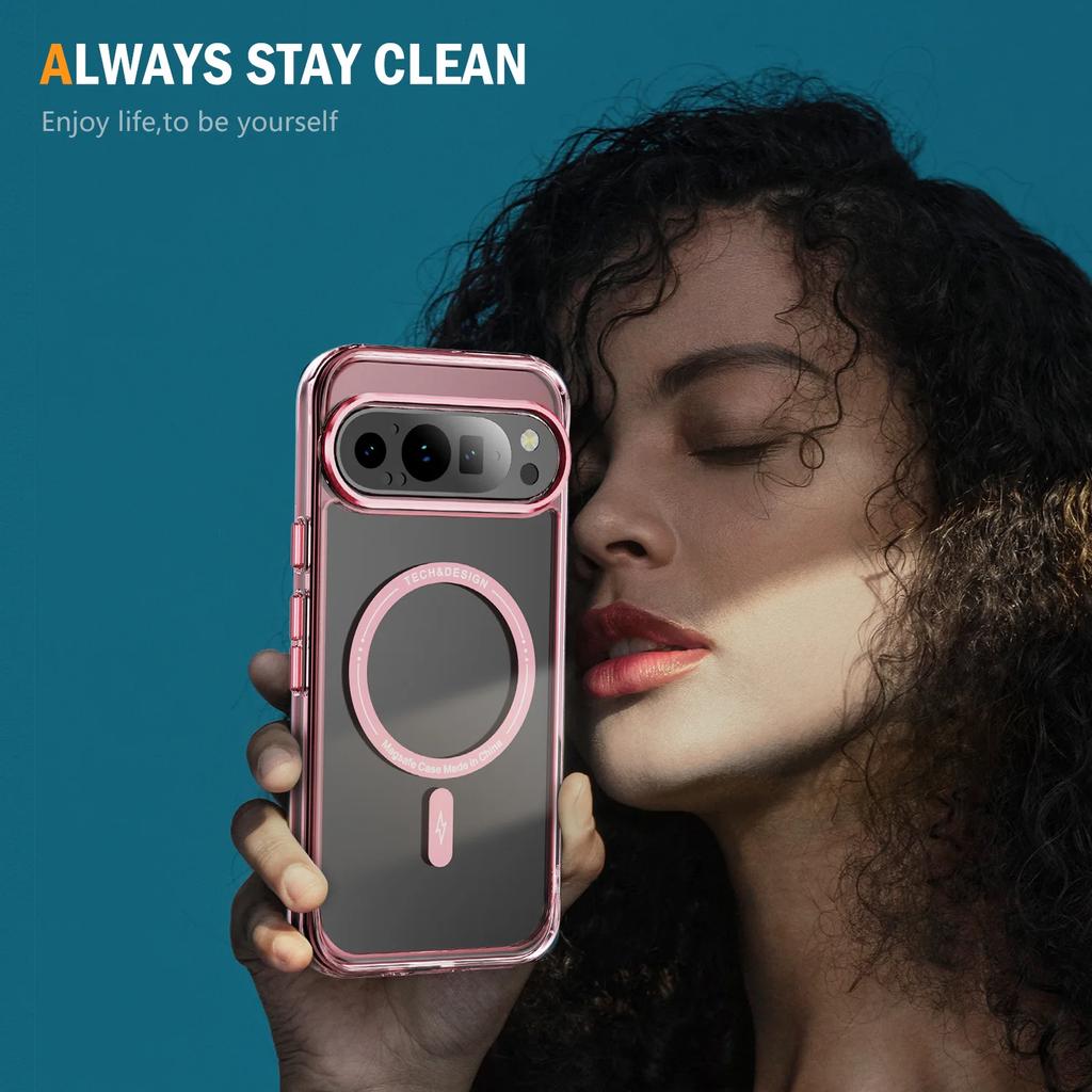 Transparent Shockproof Acrylic Magsafe Magnetic Phone Case for Google Pixel 8 8A 8 Pro 9Pro Wireless Charging Clear Back Cover Cases