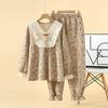 Autumn and Winter Pajamas Women's Retro Rose Garden Cotton Air Layer Padded Warm Loose Loungewear Set