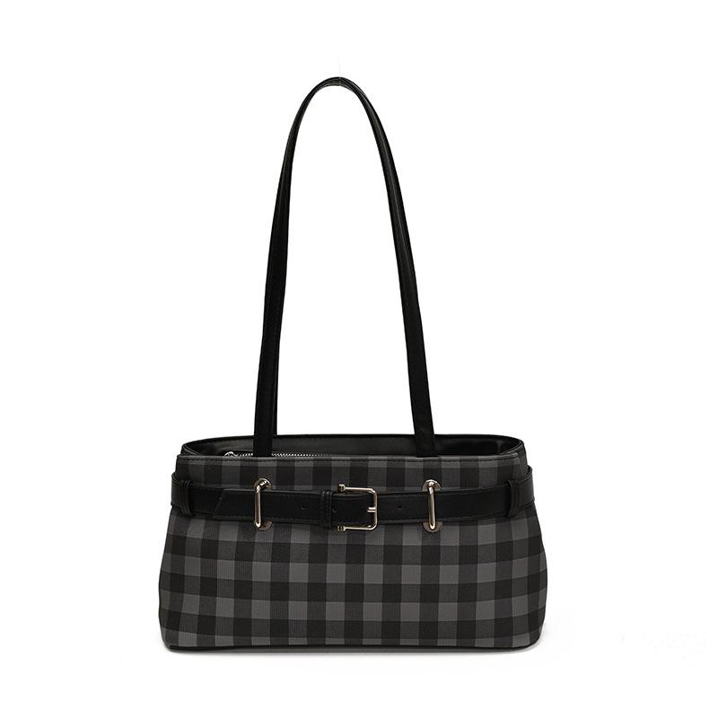 Korean version niche plaid underarm bag women's 2025 new fashion texture shoulder bag niche design commuter bag tide