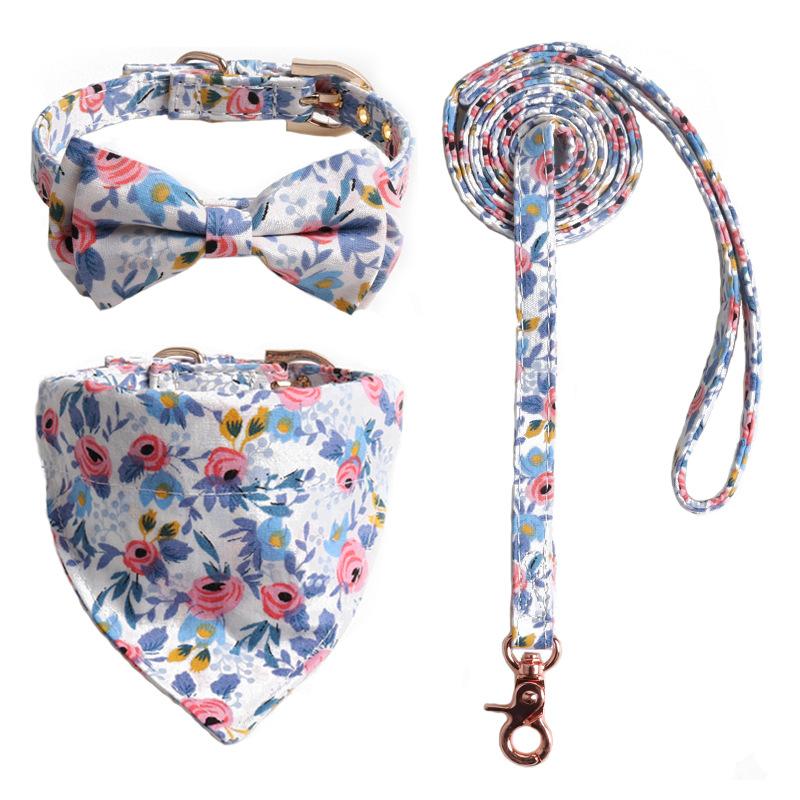 New Pet Products Threepiece Set Combination Bow Triangle Towel Tow Rope Set
