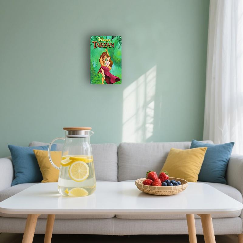 Tarzan & Jane Wall Art - Vintage-Inspired 8x12" Metal Poster Sign, Rustic Home Decor for Living Room, Bedroom, or Office, Easy-t