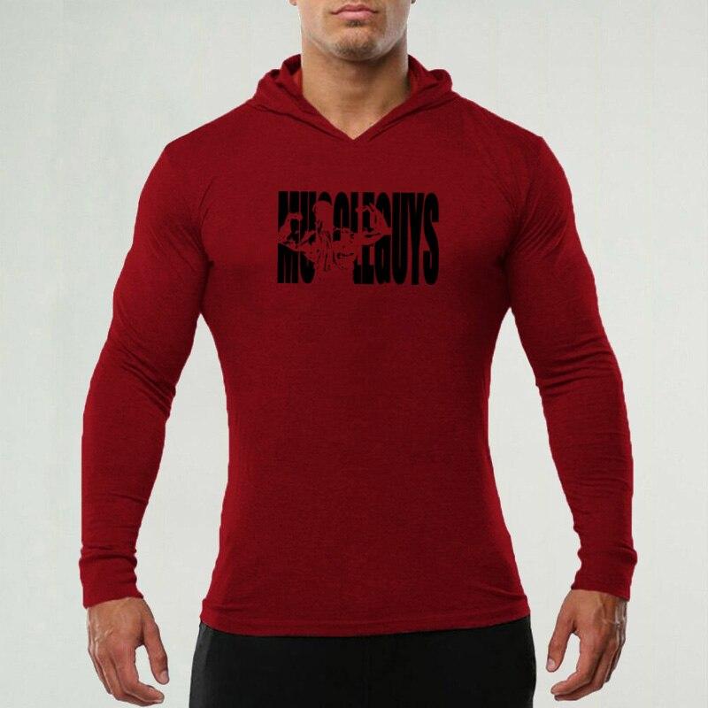 Muscleguys   Men's Autumn Hooded Sweater Fashion Color Selection Thin Coat Fitness Sports T-shirt Casual  Cotton Tops
