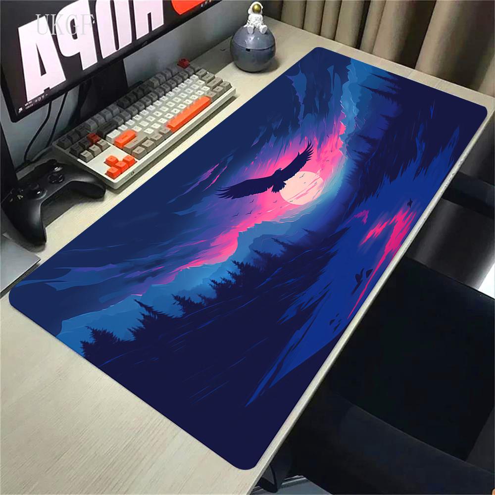 Alfombrilla de Ratón de Goma Impresión HD 900x400 Paisaje Montaña Atardecer Alfombrilla de Ratón Cartoon XXL Alfombrilla de Ratón Extendida Alfombra Antideslizante para PC
