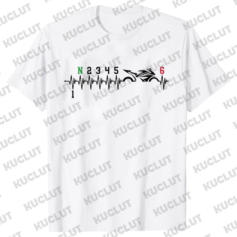 1N23456 Motorcycle Gear Biker Heartbeat Retro Printed Men's New T-shirt Fashion Casual Loose Summer Tshirts Short Sleeve T-shirt