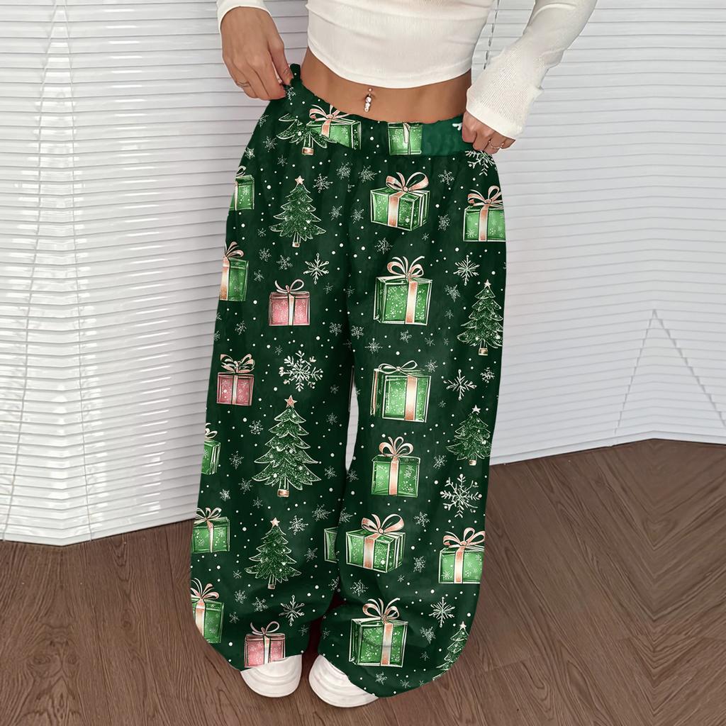 Women's Casual And Fashionable Elastic Waist Loose Wide Leg Pants