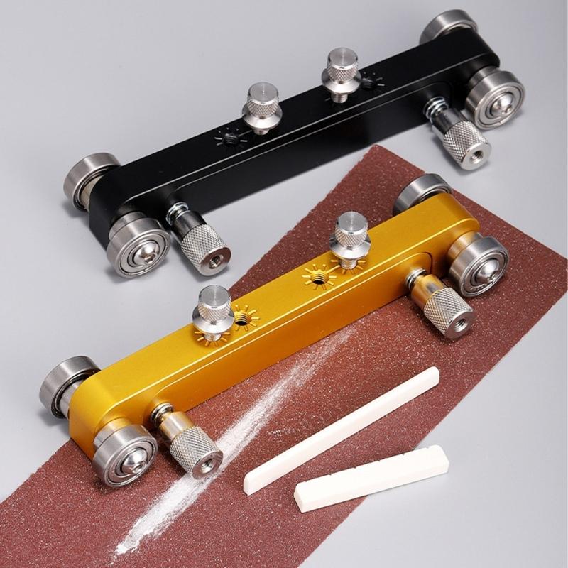 High Efficiency Guitar Bridge Sanding Tool For Smooth Adjustments Aluminum Alloys With 4 Way Positioning And Sandpaper