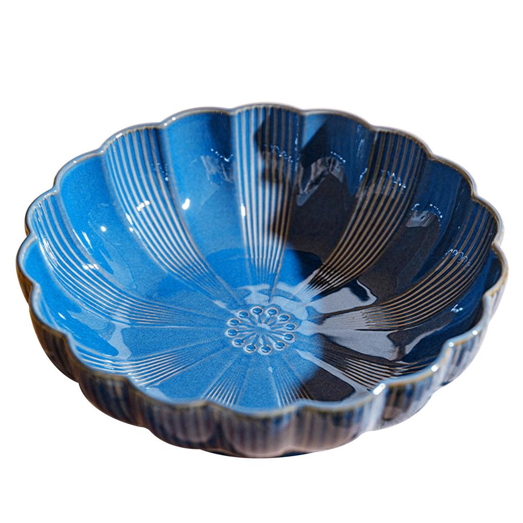 Yousheng Qeeadeea Ceramic Salad Bowl, Colorful Large Pasta Bowls, Salad Bowls Large Serving Ceramic Soup Bowl-48 oz-blue