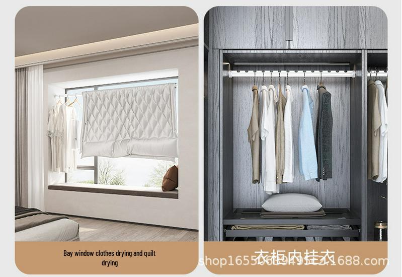 Wall-Mounted Fixed Clothes Drying Rod - Side Installation, One-Piece Design.
