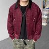 Men's 2025 American Retro Wool Lapel Jacket - Spring/Autumn Street Style Deconstructed Outerwear