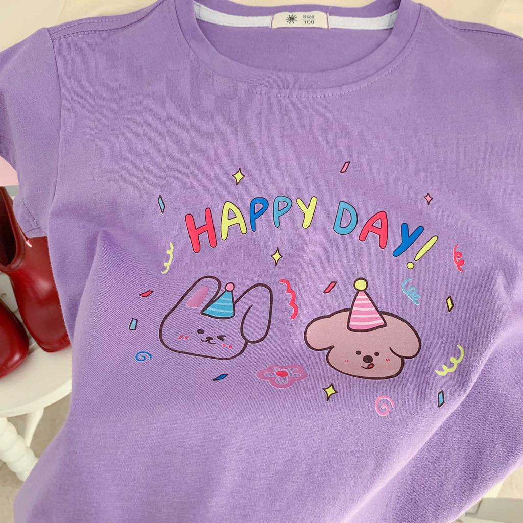 Girls' Cotton Short-sleeved T-shirt Summer Children's Casual Cartoon Top