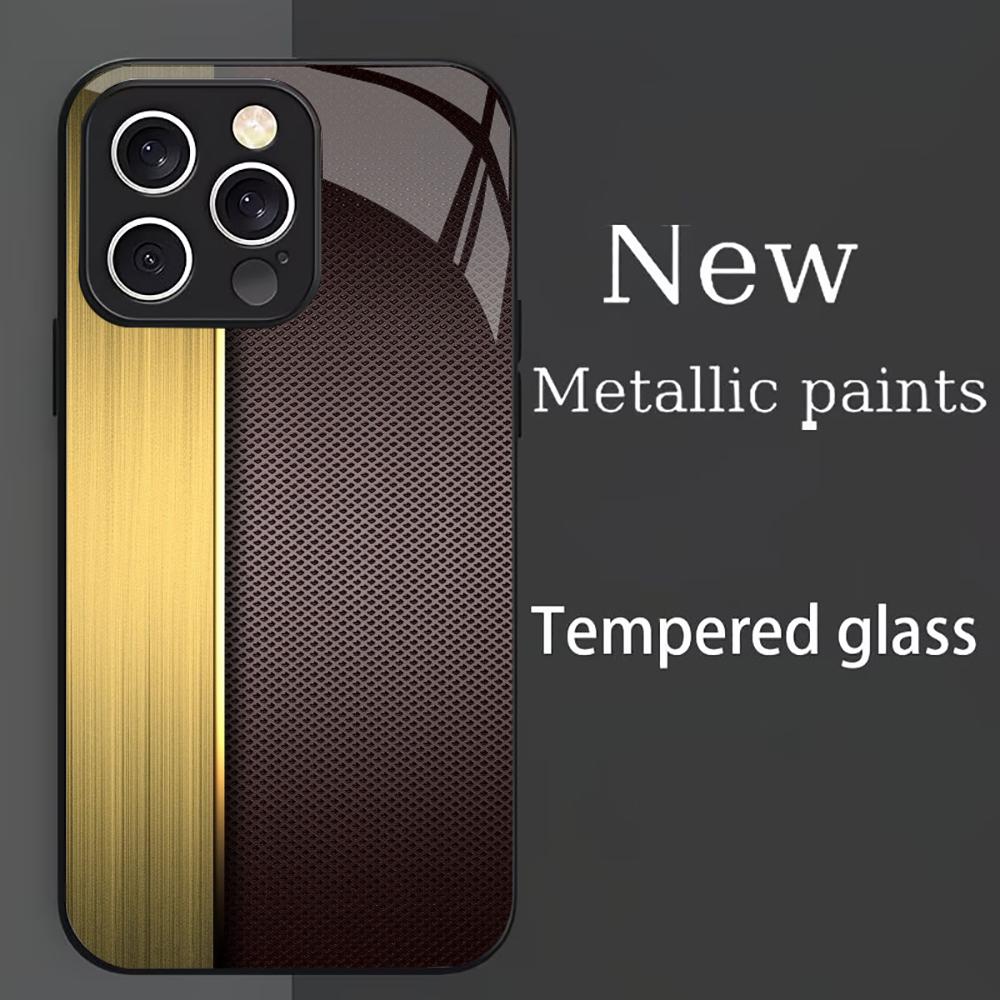 Trendy Gold & Black Mesh phone case Glass fashion phone cases fundas carcasa Phone Case for iPhone 17 16 15 14 13 12pm Pro Plus