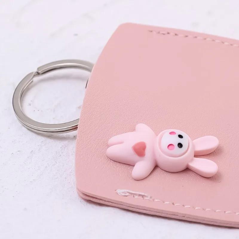 Pull Out Car Key Cover Cartoon Rabbit Unisex Keychain Pouch Automatic Big Capacity Key Housekeepers PU Leather Key Holder Case