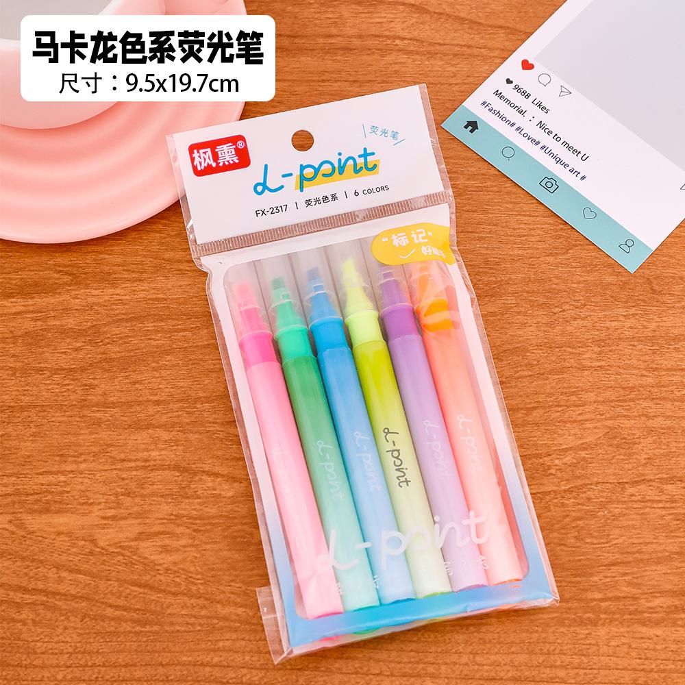 Kawai Macaron Bag Highlighter Student Large Capacity Eye Protection Key Marker Pen Hand Account Color Graffiti Marker Supplies