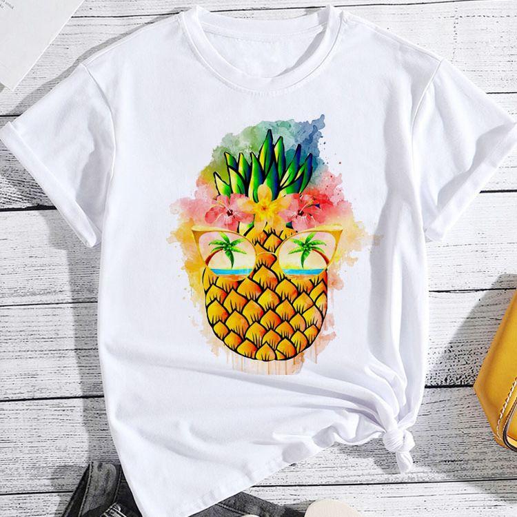 Sweet Life Pineapple Printed T Shirt Summer Women T Shirt Fashion Cute Graphic Tee Shirts Ladies Short Sleeve Tops Clothing