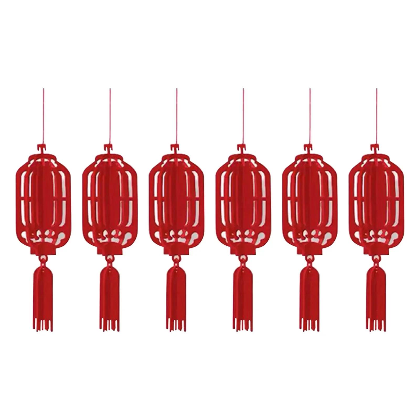 

6pcs Chinese New Year Traditional Hanging Ornaments Spring Festival Pendant Decoration Non Woven Fabrics Lantern For Mall Home