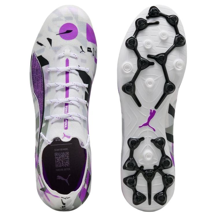 Puma Ultra 5 Series Soft Comfortable Soccer Shoes Unisex Soccer Shoes White Purple 108411-01