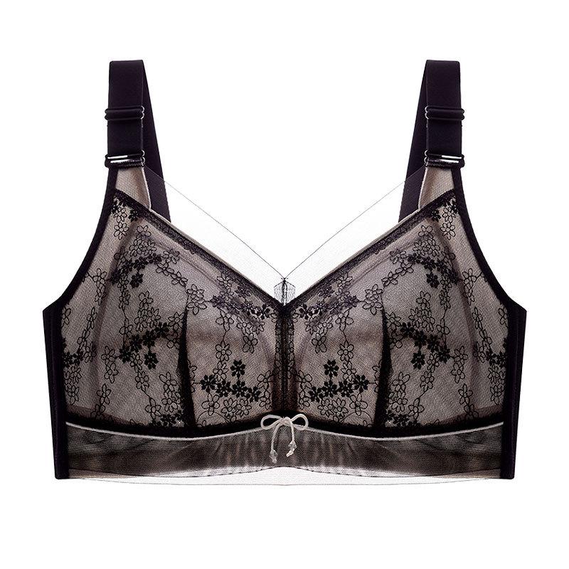 Women's Non-Magnetic, Thin, Large-Size Bra: Breast Reduction, Slimming, Anti-Sagging, No Steel Ring, Side Collection Design.