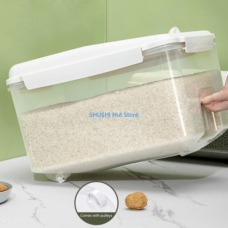 Reisbehälter mit luftdichtem Deckel 5kg/10kg Große Kapazität für Heimküche Mehl Sesam Soja Grüne Bohne D57B
