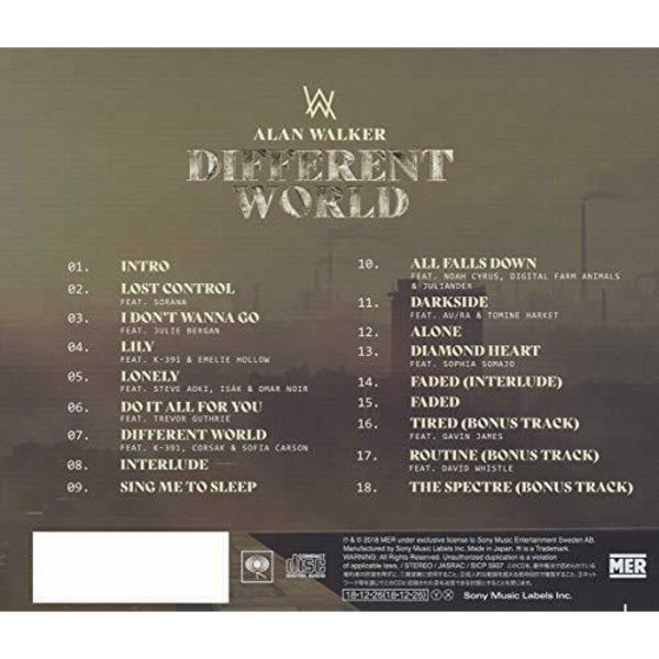 ALAN WALKER DIFFERENT WORLD JAPAN CD BONUS TRACK Standard Edition NEW