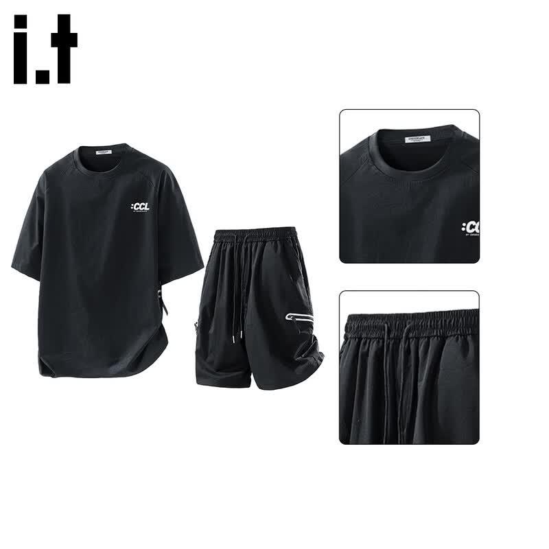 :CHOCOOLATEit Men s Quick-Dry Ice Silk T-Shirt & Shorts Set M