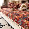Premium Ethnic Style Sofa Cover Cloth Fixed Anti Slip Straight Row Sofa Cushion One-Piece All Season Universal Retro Classic