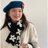 Small Flower Pattern Cashmere Scarf Women's Winter Knitted Scarf Japanese Warm Thickened Scarf