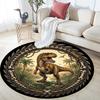 Prehistoric Dinosaur Emblem Round Area Rug Under Office Chairs Bedroom Living Room Home Decor