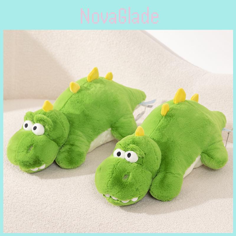 Cute Green Dinosaur Plush Toy With Long Fur Perfect For Kids And Girls Gifts