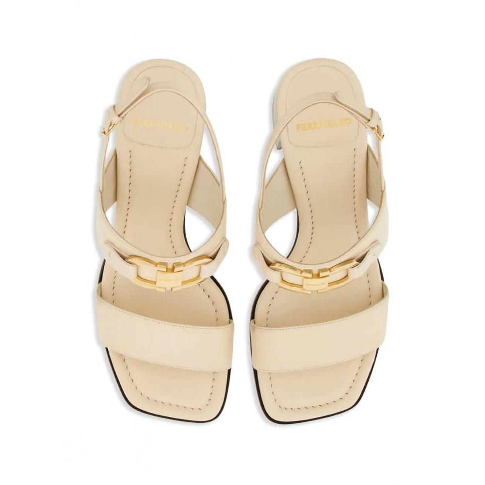 Salvatore Ferragamo Ferragamo 55mm Gancini Buckle Leather Sandals Neutrals