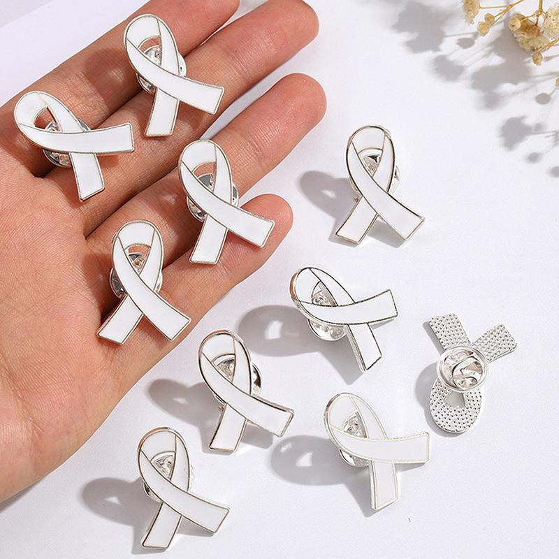 1/5/10Pcs Black White Ribbon Pin Badge Brooch Funerals Memorial Pin Enamel Black Ribbon Badge Mourning Badge Funeral Pin Brooch