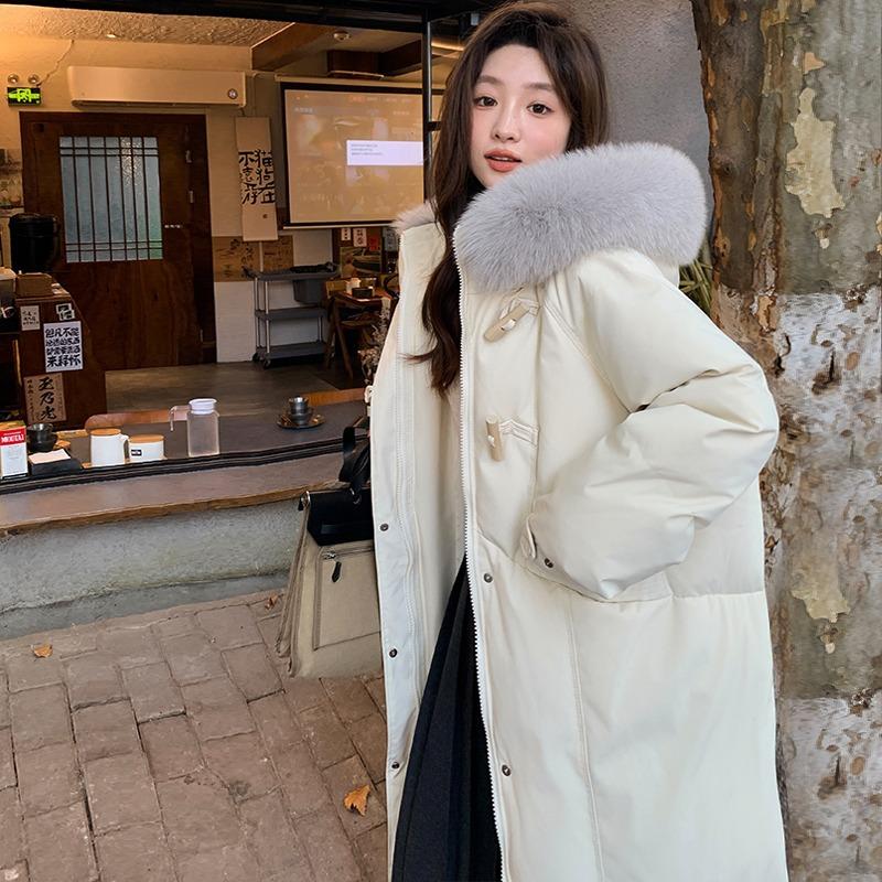 Down Cotton Coat Women's Mid-length New Year's Cotton Coat Korean Version Winter Thickened Knee-high Cotton-padded Jacket