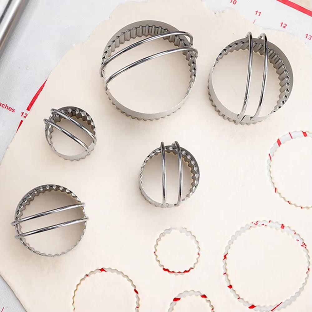 5pcs 5 Sizes Stainless Steel Cookie Cutter Set Square/Round Sandwich Mold Biscuit Mold  Scone
