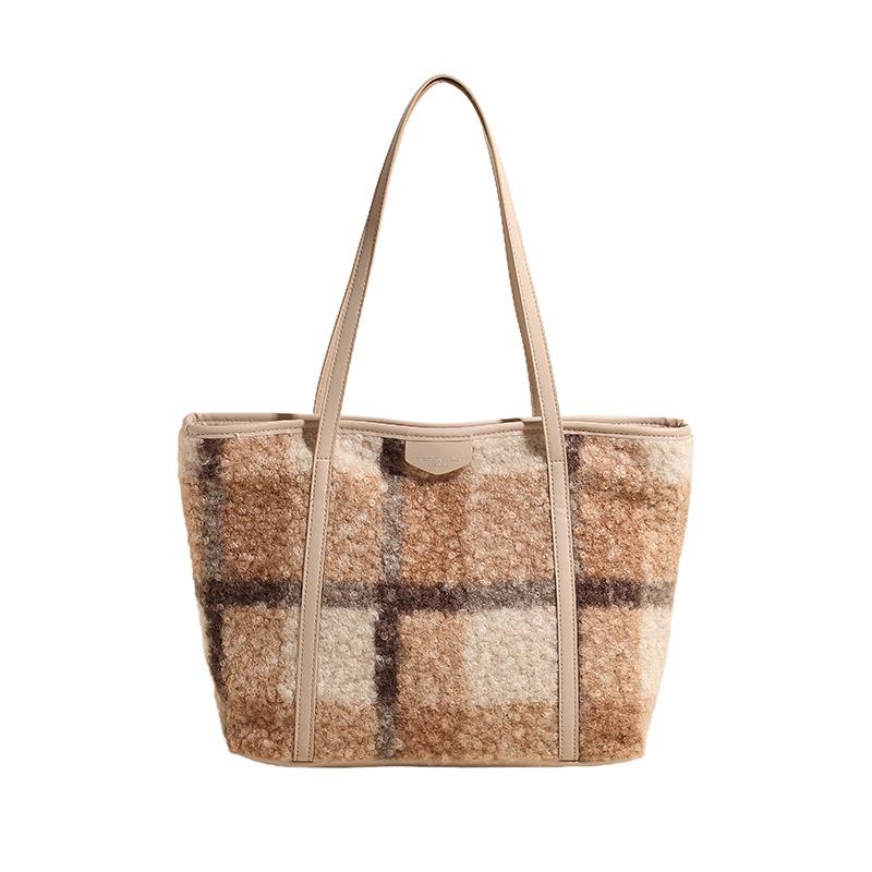 Autumn and Winter Large-capacity Woolen Bag Women's New Commuting Versatile Shoulder Bag Going Out To Work Tote Bag