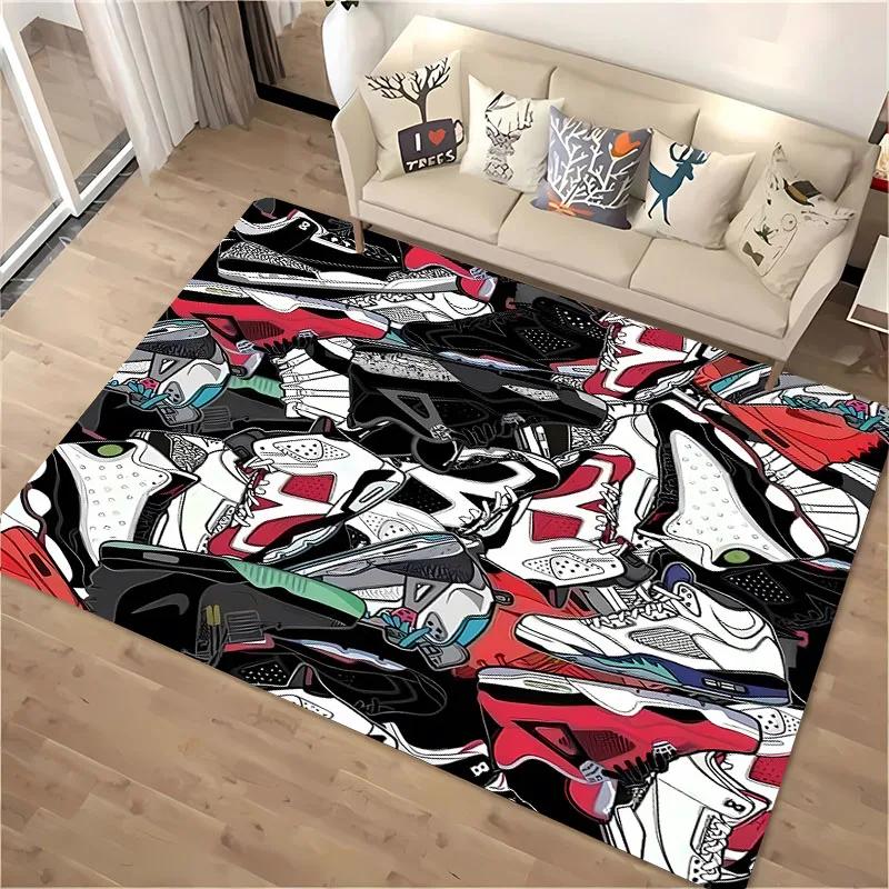 

Модный ковер для баскетбольных кроссовок с HD-печатью для спальни, гостиной, прихожей, ковер-дорожка, противоскользящий коврик, придверный коврик для дивана, домашний коврик 40x60cm (16x24in)
