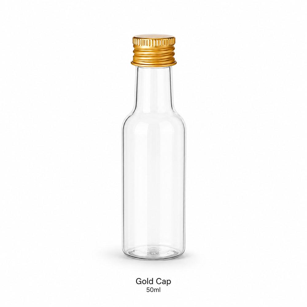 10PCS Mini Liquor Bottles 50ml Plastic Spirit Bottles Silver/ Gold/ Black Caps Alcohol Shot Bottles