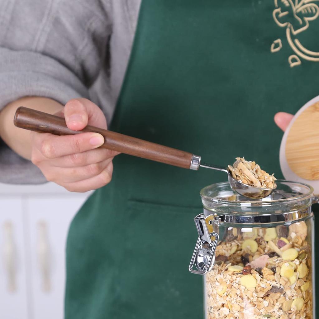 KKC Coffee Measuring Spoon, Stainless Steel with Black Walnut Wood Handle, Holds 7g Coffee Beans and 5g Coffee Powder, Spices, Oatmeal, Tea, Milk