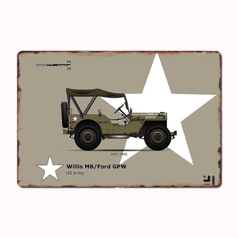 Willis MB /Ford GPW Metal Sign Poster Garage Room Decor Automobile Club Custom Tin Vintage Home Decor