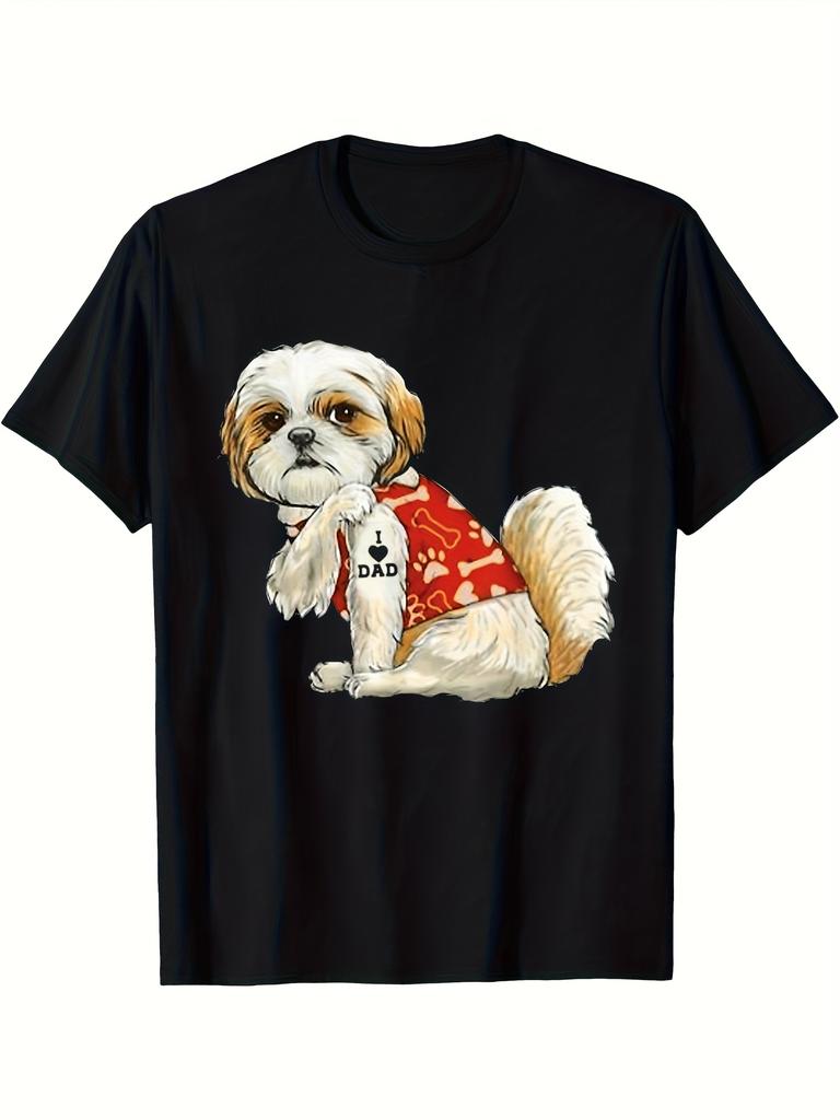 I Love Dad Tattoos, Shih Tzu Dad, Funny Father'S Day Gift T-Shirt
