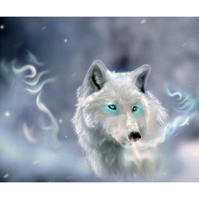 Diamond Painting Cross Stitch Full Drill Round Resin Animal White Wolf Diamond Embroidery Home Decor