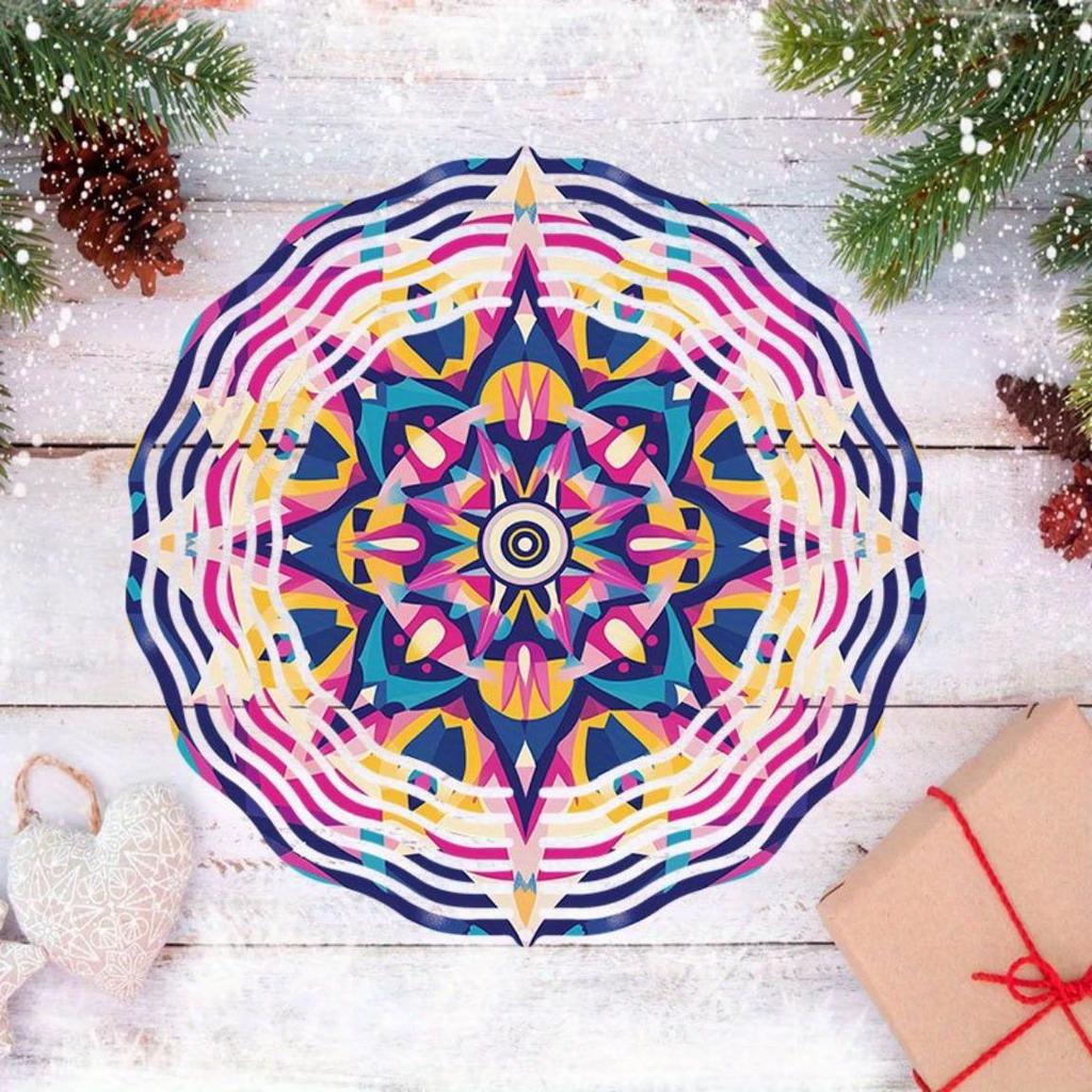 3D Metal Wind Spinner - Vibrant Mandala Art Garden Decor | Outdoor Wind Chime for Patio, Yard | No Electricity Kinetic