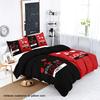 3-piece Down Duvet Cover Set with Red and Black Lips and Beard Print (1 Duvet Cover+2 Pillowcases, No Core) Couple's Bedding Set