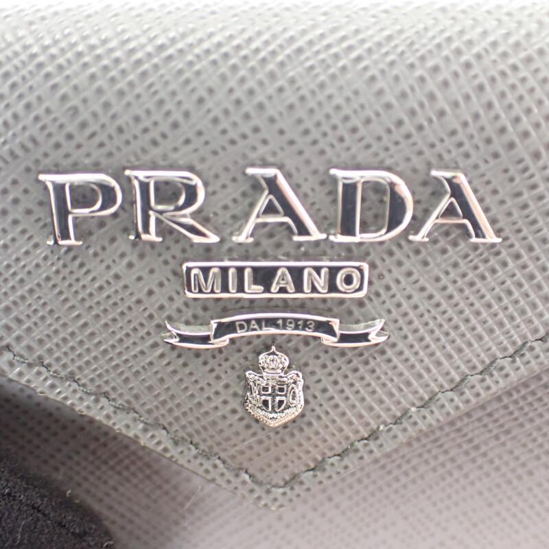PRADA  1MH021 Tri-fold wallet gray Safiano Women