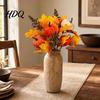 Rustic Autumn Floral Display Artificial Fall Bouquet with Fabric Pumpkins Maple Leaves Wheat Berries Pumpkin Decoration Home Decor for Thanksgiving
