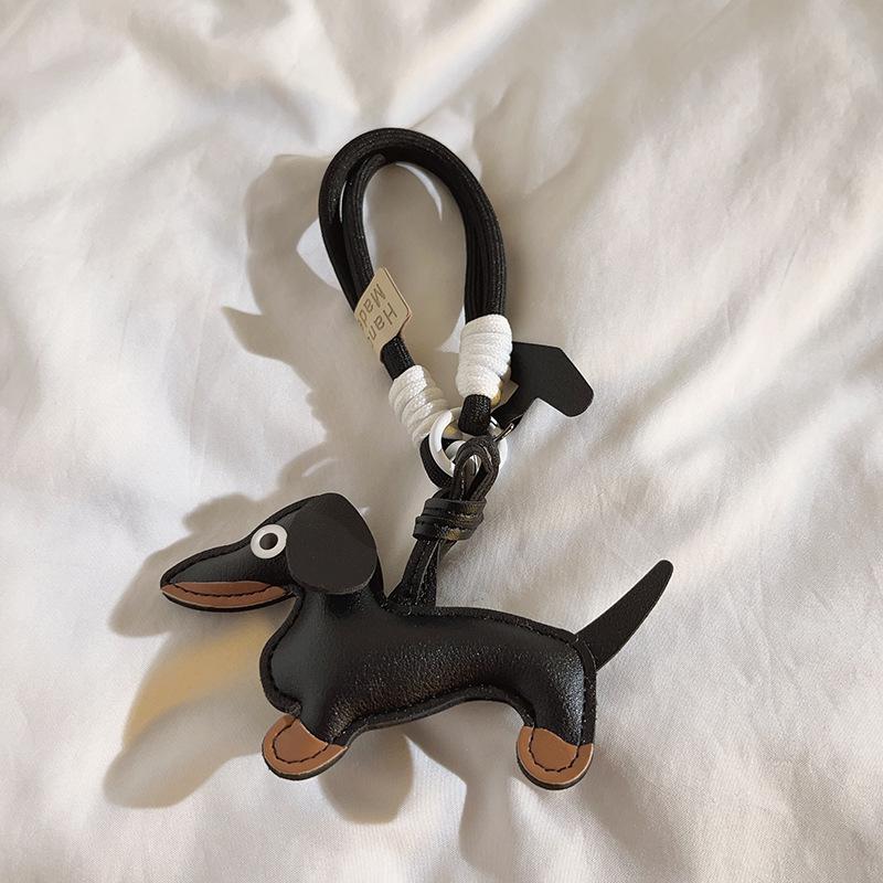 Dachshund Pendant Leather Bag Charm - Cute Cartoon Ornament