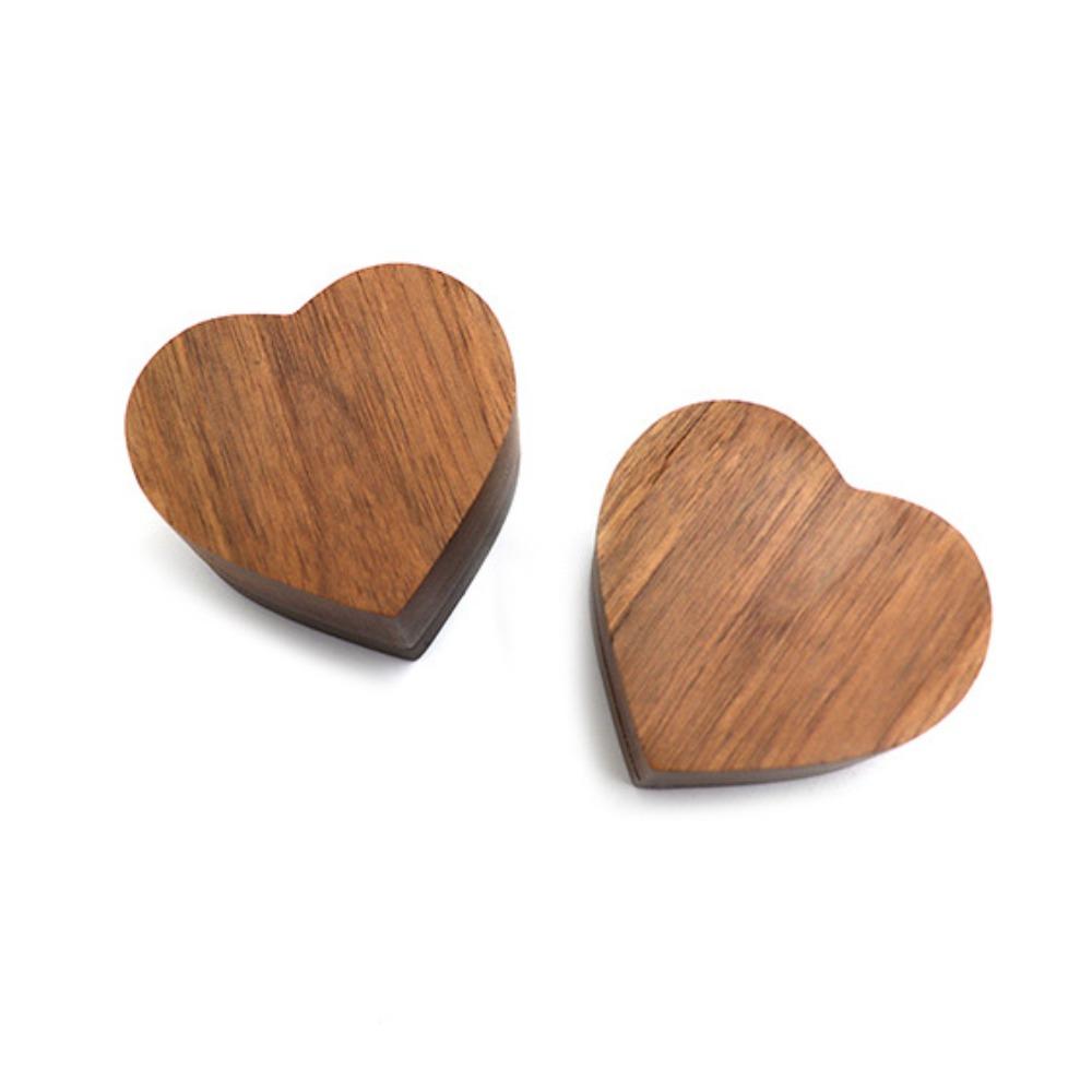 Wedding Heart Rings Holder Anti-collision Rings Bearer Box Simple Walnut Wood Rings Box  Propose