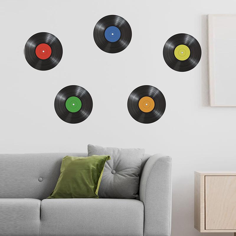 Creative Music Vinyl Record Wall Sticker Self-Adhesive Removable Decal for Bedroom Living Room Hallway Dorm Decor