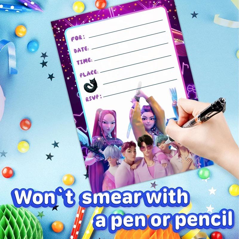 12 Stück KPop Dämonenjäger Party Einladungskarte Anime Kinder Geburtstag Grußkarte Einseitige Einladungskarte Party Dekoration