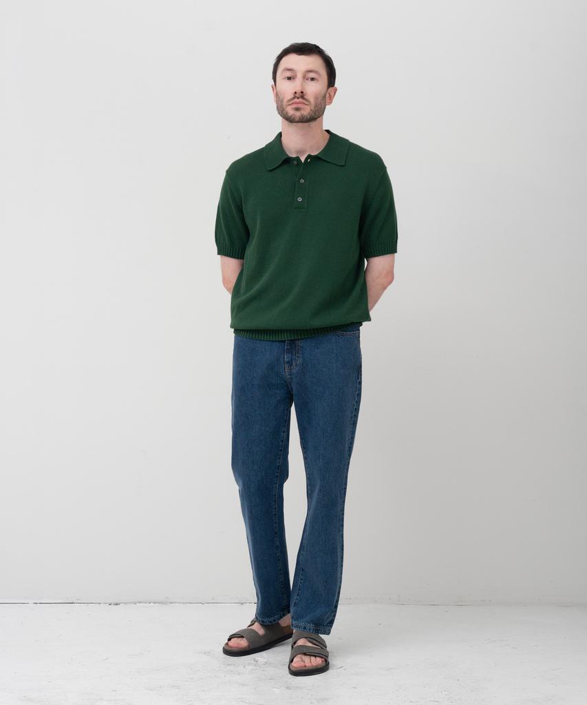 MANNERGRAM 100% Soft Cotton 3-Ply Polo Short Sleeve Knit Green