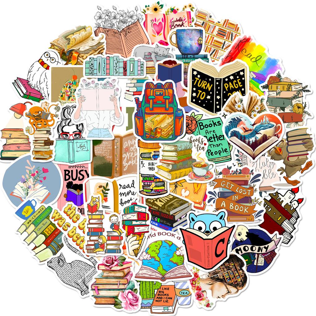 50 Books Reading Graffiti Stickers Decorating Computers Mobile Phones Tablets Waterproof Stickers