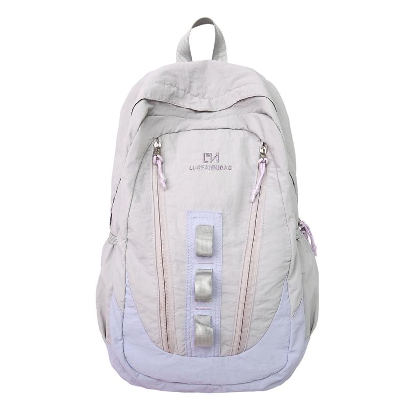 

Рюкзак с цветными блоками, женский дорожный рюкзак, большая вместимость, студенческий школьный рюкзак фиолетовый